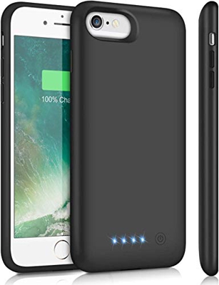 SWEYE Funda Batería para iPone 6/6s/7/8 6000mAh Funda Cargador Portátil [Versión Mejorada] Carcasa Batería para ipone 8/7/6s/6 Power Bank Case Funda-b