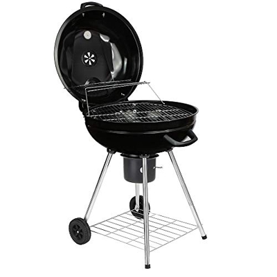Novhome Barbacoa de Carbon con Tapa, BBQ Grill Ø 56cm con Termómetro y Recipiente de ceniza extraíble Barbacoa portatil para Fiesta Campamento Jardín