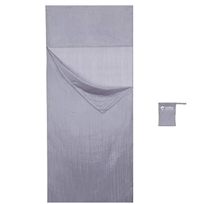 Vagabag - Saco Sábana de Dormir - Sábana de Seda Ultraligera - cómoda y Suave: 100% Seda Natural - Compartimento para Almohada - para Acampada y Cualq