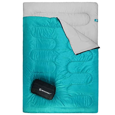 Bessport Saco de Dormir Doble para Acampar, 2 Personas Adultos/Adolescentes Saco de Dormir Ligero para mochileros, Senderismo, Carpa, campista al Aire