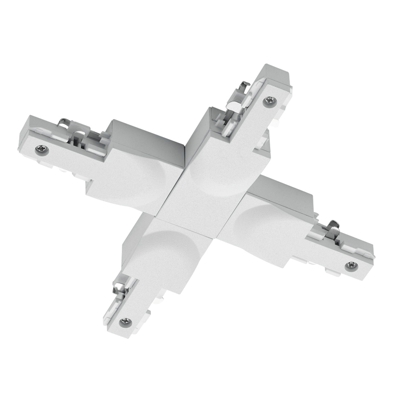 Conector en X DUOline de riel bifásico blanco mate