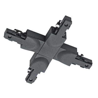 Conector en X DUOline de riel bifásico, negro mate