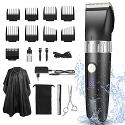 Cortapelos Hombre Eléctrico Impermeable Máquina de Cortar Pelo/Barba/Cara/Cuerpo Profesional Multifuncional con Capa de Barbero/Tijera de Peluquero/Pa precio