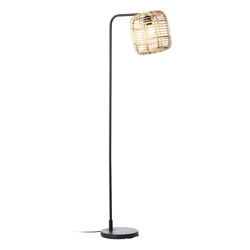 Lámpara pie Crosstown negro, pantalla bambú clara precio