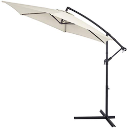 Deuba Sombrilla Beige de Ø 330cm con manivela y Base Palo de Aluminio para Exterior jardín terraza balcón en oferta
