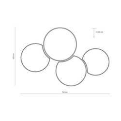 Lámpara de techo Mona 4 luces, gris en oferta