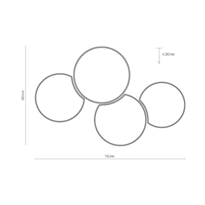 Lámpara de techo Mona 4 luces, gris