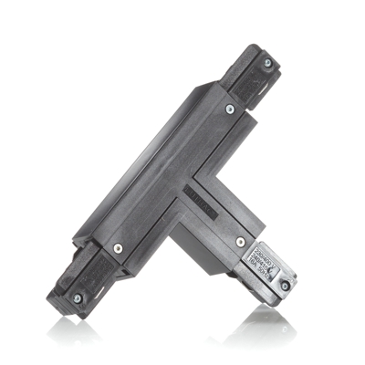 Conector T empotrado tierra derecha negro