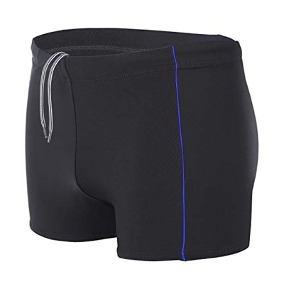 Aquarti Bañador para Hombre Tipo Boxer, Negro/Azul, XXL