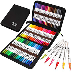 Rotuladores de Pincel Acuarelables, 60 colores Rotuladores de doble punta fina Fineliner Plumas para Adulto libros de colorear, Bullet Journal, Caligr características
