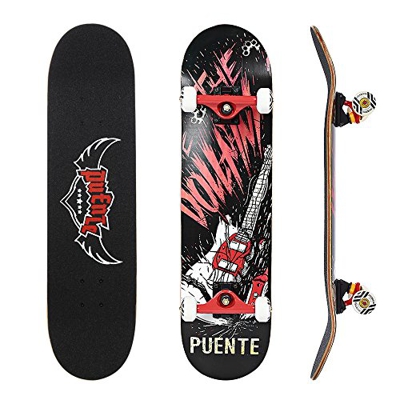 NACATIN Skateboard Completo para Adultos y Niños con Rotamiento 608 ABEC-9, 92A y 8 Capas de Madera de Arce Monopatin 80x20x11cm, Carga de 180 Kg para
