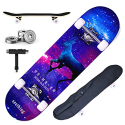 DnKelar Skateboard 79x20cm Tabla de Madera para Principiantes con rodamientos de Bolas ABEC-7 31 '' Madera de Arce de 7 Capas y Ruedas de 90A para niñ características