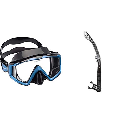 Cressi Liberty Máscara de Buceo, Apnea y Snorkel, Unisex Adulto, Negro/Azul, Talla Única + Epsilon SPE Alpha Ultra Dry Snorkel de Silicona Unisex, Neg
