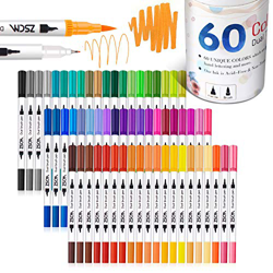 ZSCM Rotuladores de Pincel Acuarelables, 60 colores doble Rotuladores Punta Pincel para Adulto libros de colorear, dibujar o subrayar, para niño Bulle características