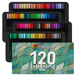 Zenacolor 120 Rotuladores Punta Fina - Boligrafos Punta Fina 0.4mm - Material escolar Perfecto para Caligrafía, Lettering, Colorear, Mandalas, Cómics, precio