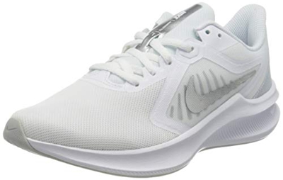Nike Downshifter 10, Running Shoe Mujer, White/Metallic Silver-Pure Platinum, 40 EU