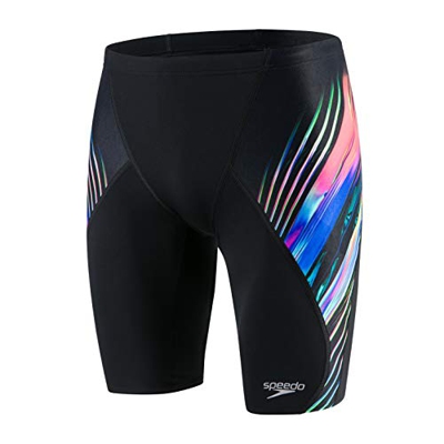 Speedo Placement Digi V Pantalón de Baño Aquashort, Hombre, Echo Focus/Black/Lava Red, 38 (ES 95 CM)