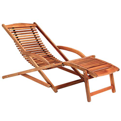 Deuba 2 en 1 Tumbona y Silla de Madera de Acacia con reposapiés extraíble inclinable con una Almohadilla 152x70x74 cm precio