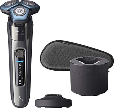 Philips S7000 S7788/59 - Afeitadora eléctrica para hombre con tecnología Skin-IQ, cortapatillas, seco/húmedo, con base de carga, base de limpieza y fu