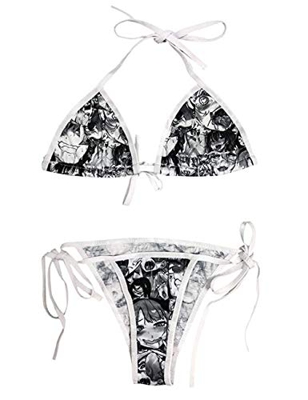 Ahegao - Conjunto de bikini de manga japonesa Lolita, lencería sexy de anime y tanga