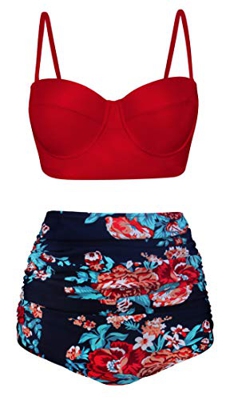 Angerella Mujer Vintage con Alambre Trajes de Baño Bikini para Adolescente,2X-Large