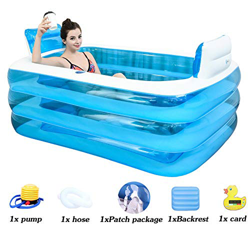 FuAo Bathtub Gruesa Bañera Inflable, Bañera De PVC para Adultos, Bañera De Plástico Plegable, Jacuzzi Hinchable, Bañera Plegable De Verano, Cubo(145 * precio