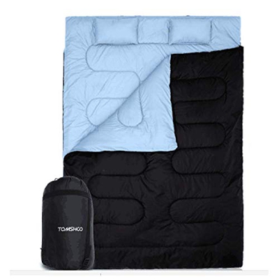 TOMSHOO Saco de Dormir Doble Adulto Acampada, Saco de Dormir Rectangular Convierte en 2 Sacos Individuales, para Camping, Excursiones y Actividades al