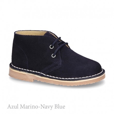 Bota Safari O Pisacacas Con Cordones En Piel Serraje. 22 Azul Marino