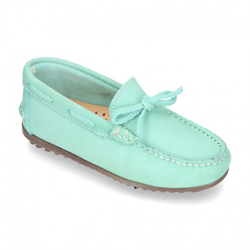 Mocasín Con Lazos En Piel Nobuck Para Mayores Piso Conductor. 37 Verde Agua precio