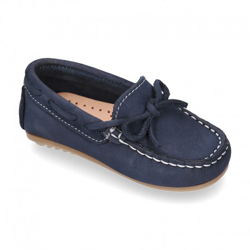Mocasín Lazos Peques Piso Conductor En Piel Nobuck. 22 Azul Marino características