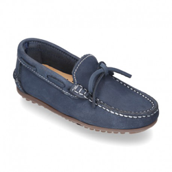 Mocasín Con Lazos En Piel Nobuck Para Mayores Piso Conductor. 36 Azul Marino precio