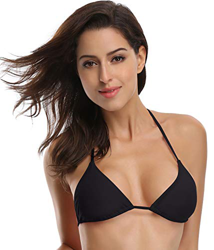 SHEKINI Mujeres Clásico Corredizo Ajustable Ties-up Triángulo Bikini Top（S,Top-Negro） en oferta