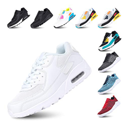 Zapatillas de Running para Hombre Mujer Ligero Correr Air Atléticos Sneakers Comodos Fitness Deportes Calzado Blanco 39 precio