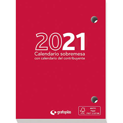 Grafoplás 9117800. Taco Calendario de Sobremesa 2021, 8'3x11cm, Papel 70 Gramos, Certificado FSC, Vista Día Página, Con Calendario Contribuyente en oferta