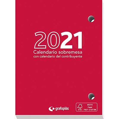 Grafoplás 9117800. Taco Calendario de Sobremesa 2021, 8'3x11cm, Papel 70 Gramos, Certificado FSC, Vista Día Página, Con Calendario Contribuyente