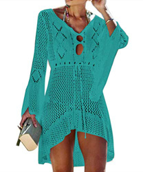 Jinsha Vestido de Playa - Mujer Pareos y Camisola de Playa Sexy Hueco Traje de Baño Punto Bikini Cover up (Green) precio