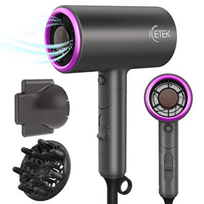 Secador de Pelo de Iones con tecnología de Cuidado de Iones, 2000 W, con difusor y boquillas de Peinado, Tres temperaturas y velocidades de Viento, pe