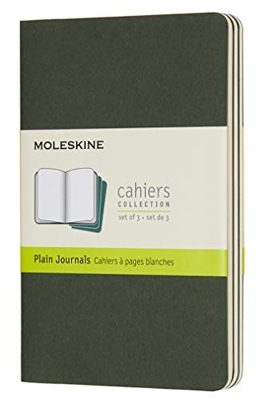 Moleskine Cahier Journal (juego de 3 cuadernos con páginas en blanco, cubierta de cartón y bordado de algodón, bolsillo de 9 x 14 cm, 64 páginas), pap