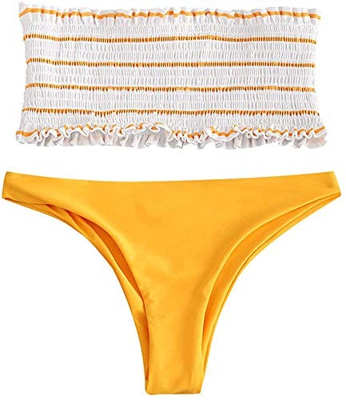 JFAN Mujer Bikini Bandeau de Rayas Bralette Traje de Baño de Tubo Brasileños Bañador Ropa de Bano