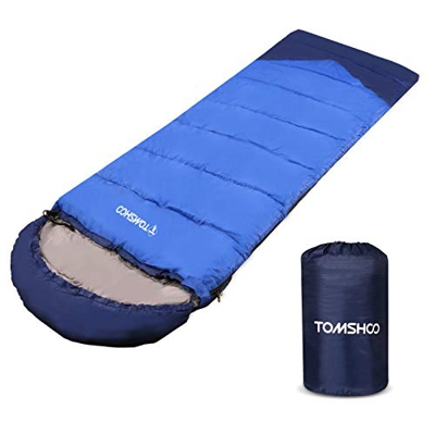 TOMSHOO Saco de Dormir Rectangular, Saco de Dormir Adulto Ligero con Capucha y Bolsa de Compresión, para Viaje Camping y Senderismo, 220 * 80 * 3cm