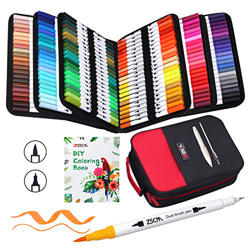 ZSCM Rotuladores de Pincel Acuarelables, 132 colores Rotuladores de doble punta fina Fineliner Plumas para Adulto libros de colorear, Bullet Journal,  precio