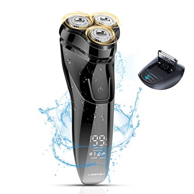 Liberex afeitadora en seco y húmedo con cabezal flotante 3D, afeitadora eléctrica para hombres con pantalla LED y fuente de alimentación USB, afeitado