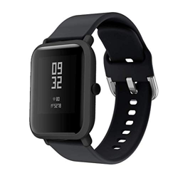 CNBOY Correas de Reloj de Repuesto de Silicona para Xiaomi Huami Amazfit Bip Youth Watch (Negro, 20mm) en oferta