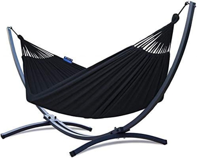 Potenza Hamaca con Soporte De Jardin Exterior para 2 Personas Doble Multicolor Hamaca De Tela XXL 220x160 200kg Marco De Acero Soporte Hamaca hasta 22