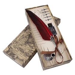 FTVOGUE Caligrafía Inglesa Tallada Pluma de la Pluma de la Pluma de la Escritura del Sistema de la Escritura del Sistema de la Escritura con 5 Semilla características