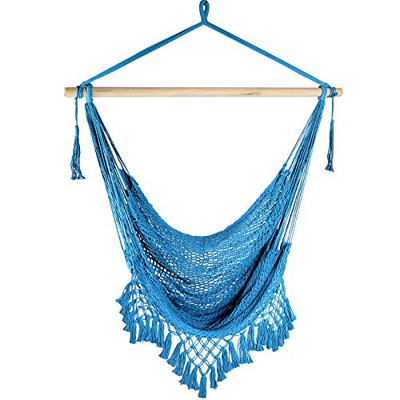 Chihee Silla de Hamaca Silla Colgante supergrande Silla de Tejido de Cuerda de algodón Hilado Suave, Barra separadora de Madera Dura Silla Ancha de En