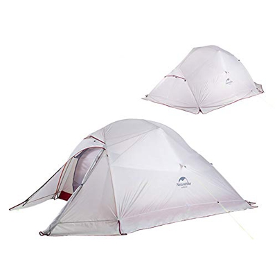Naturehike Cloud-up 3 Tienda de Campaña Ultraligera para 3 Personas - Tienda Impermeable de Doble Capa para Trekking, 4 Estaciones(Gris con Dobladillo