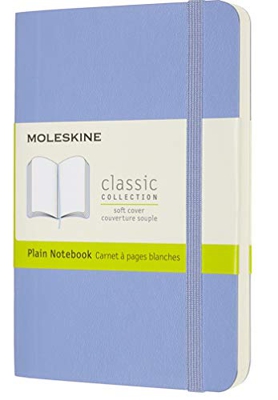 Moleskine - Cuaderno Clásico con Hojas en Blanco, Tapa Blanda y Cierre con Goma Elástica, Tamaño de Bolsillo 9 x 14 cm, Color Azul Hortensia, 192 pági