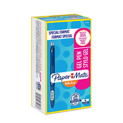 Paper Mate 2077176 - Bolígrafos de gel, punta media, caja de 24, color azul oscuro en oferta