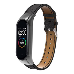Cool Correa Piel Negra + Carcasa Metálica para Xiaomi Mi Band 4/3 en oferta